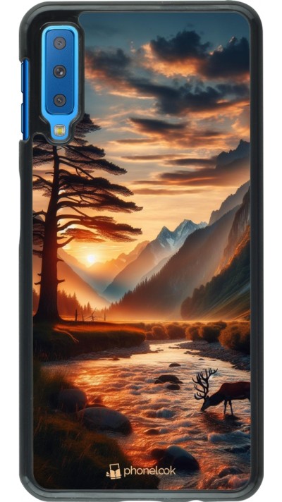 Samsung Galaxy A7 Case Hülle - Tal Sonnenuntergang Hirsch Baum