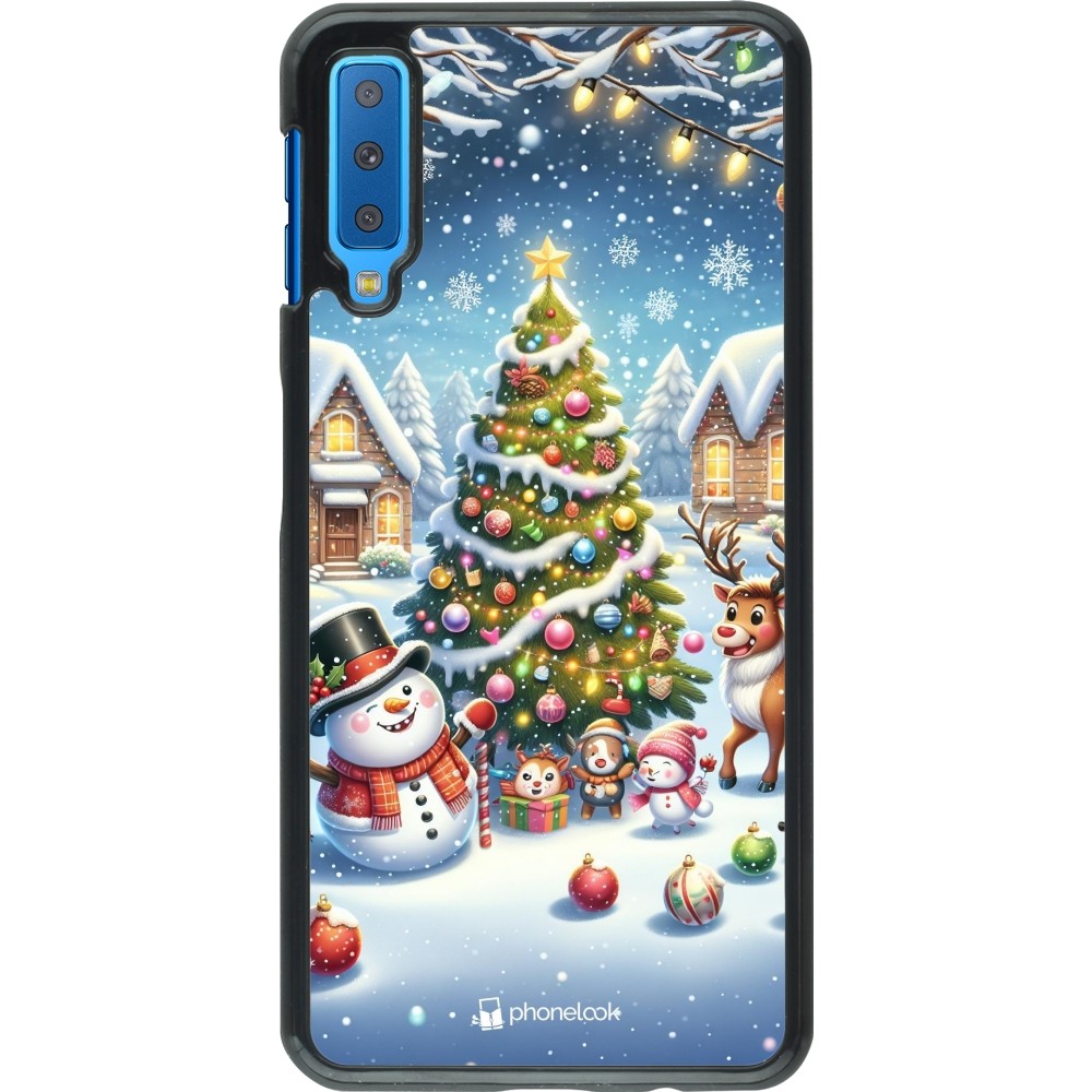 Samsung Galaxy A7 Case Hülle - Weihnachten 2023 Schneemann und Tannenbaum