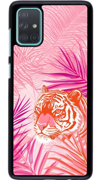 Samsung Galaxy A71 Case Hülle - Tiger Palmen rosa