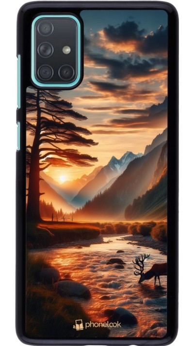 Samsung Galaxy A71 Case Hülle - Tal Sonnenuntergang Hirsch Baum