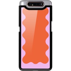 Samsung Galaxy A80 Case Hülle - Wavy Rectangle Orange Pink