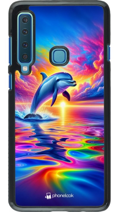 Samsung Galaxy A9 Case Hülle - Glücklicher Regenbogen-Delfin