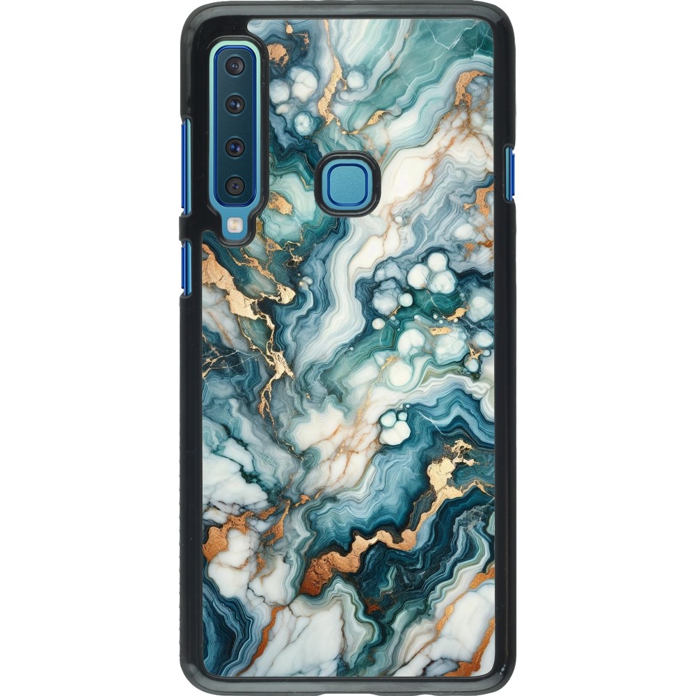 Samsung Galaxy A9 Case Hülle - Grüner Blauer Goldener Marmor