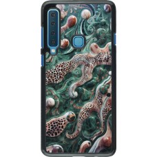 Samsung Galaxy A9 Case Hülle - Grüner Marmor und abstrakter Leopard