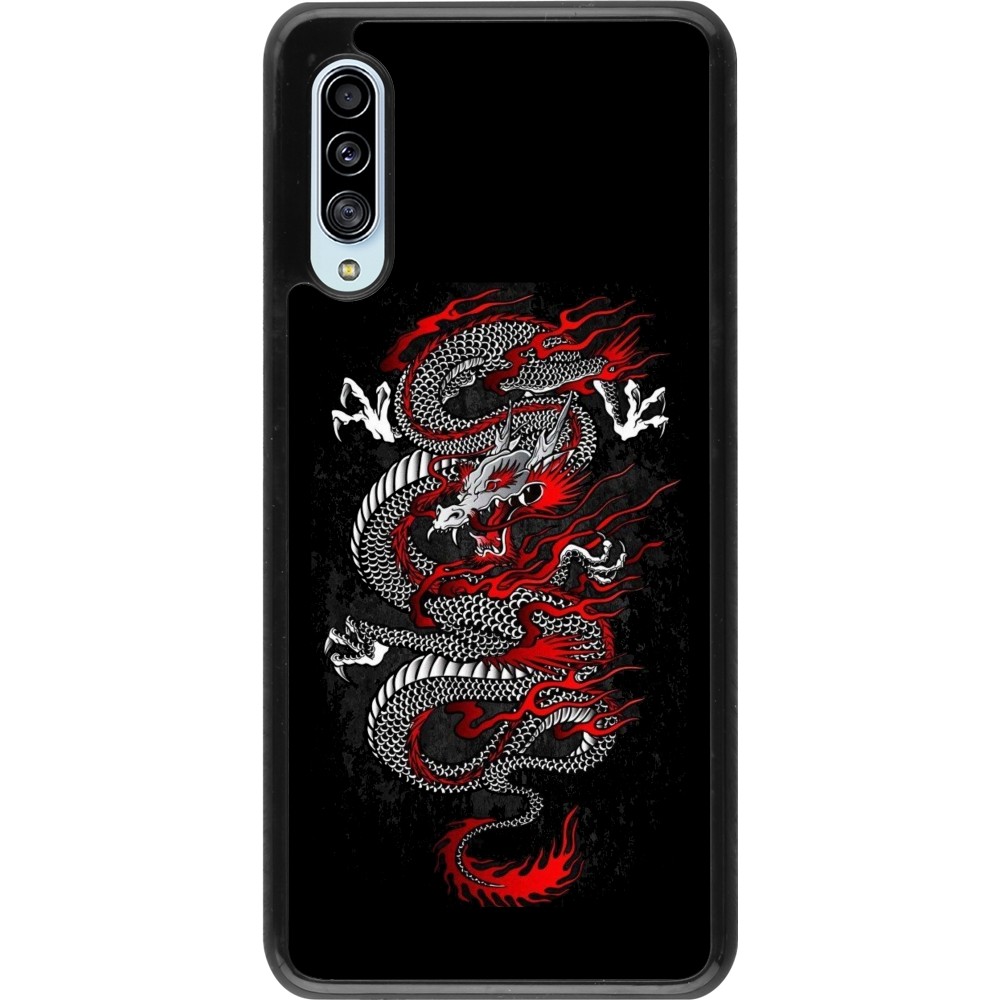 Samsung Galaxy A90 5G Case Hülle - Japanese style Dragon Tattoo Red Black