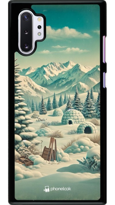 Samsung Galaxy Note 10+ Case Hülle - Vintage Schneebedeckter Berg Iglu