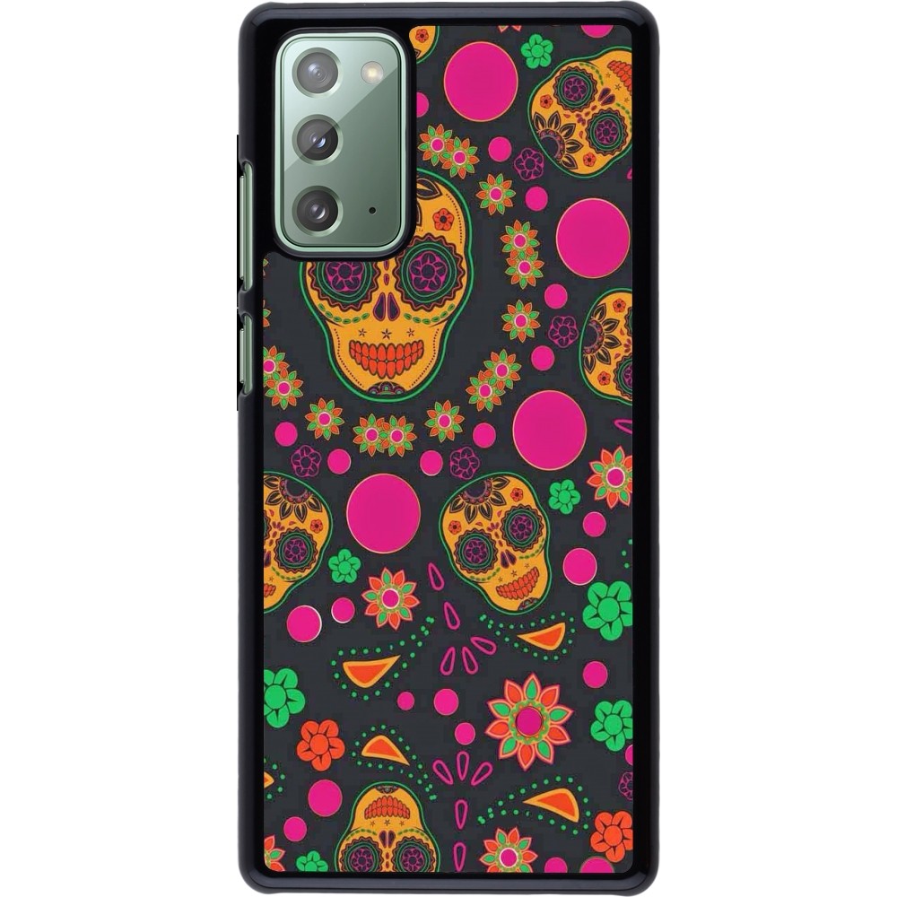 Samsung Galaxy Note 20 Case Hülle - Halloween 22 colorful mexican skulls