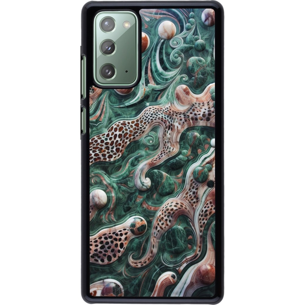 Samsung Galaxy Note 20 Case Hülle - Grüner Marmor und abstrakter Leopard