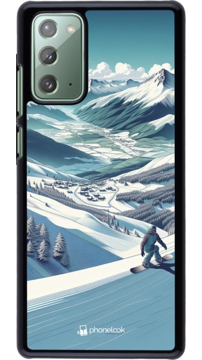 Samsung Galaxy Note 20 Case Hülle - Snowboarder Berg