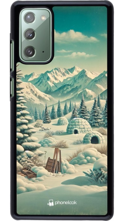 Samsung Galaxy Note 20 Case Hülle - Vintage Schneebedeckter Berg Iglu