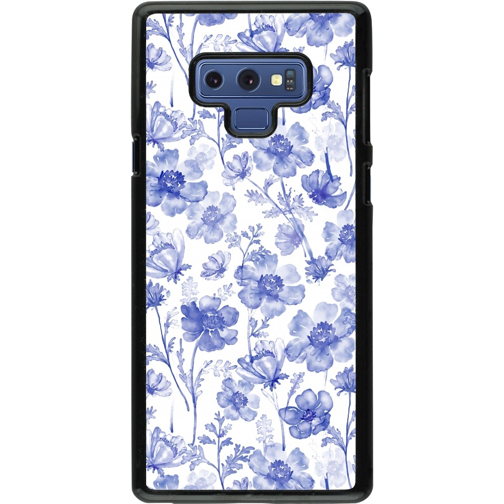 Samsung Galaxy Note9 Case Hülle - Spring 23 watercolor blue flowers