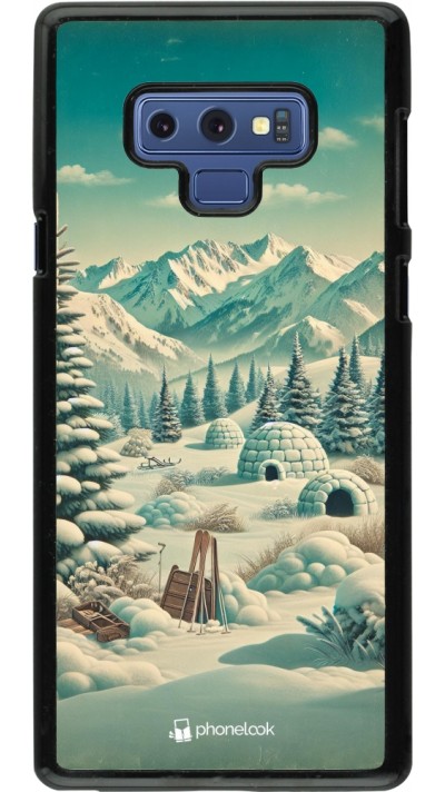 Samsung Galaxy Note9 Case Hülle - Vintage Schneebedeckter Berg Iglu