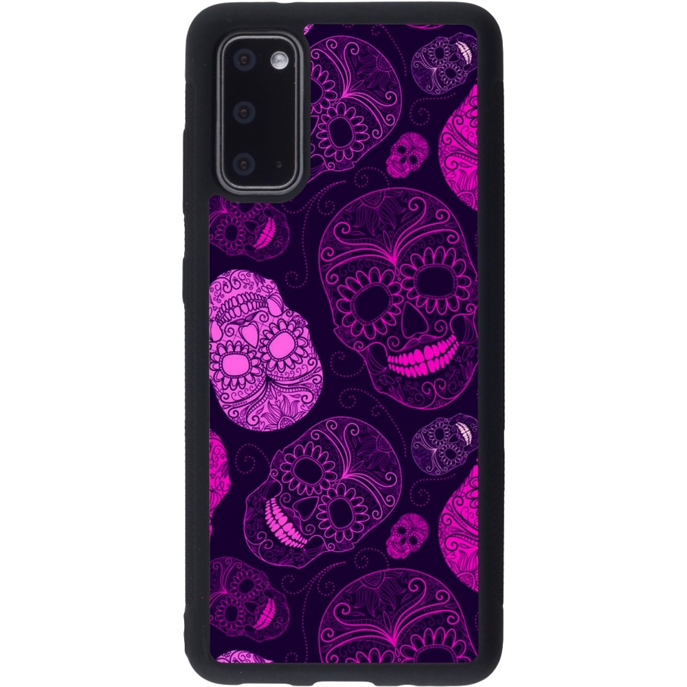 Samsung Galaxy S20 Case Hülle - Silikon schwarz Halloween 2023 pink skulls