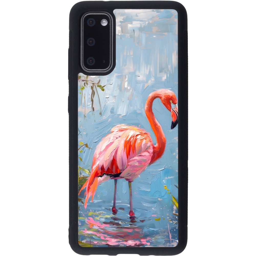 Samsung Galaxy S20 Case Hülle - Silikon schwarz Paint Flamingo