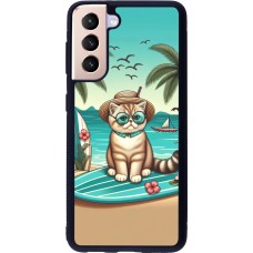 Samsung Galaxy S21 5G Case Hülle - Silikon schwarz Chat Surf Stil