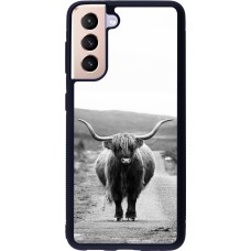 Hülle Samsung Galaxy S21 5G - Silikon schwarz Highland cattle