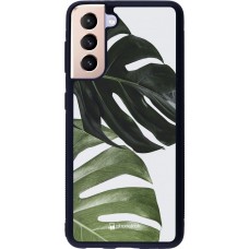 Hülle Samsung Galaxy S21 5G - Silikon schwarz Monstera Plant