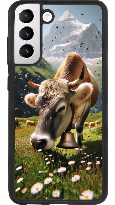 Coque Samsung Galaxy S21 FE 5G - Silicone rigide noir Vache montagne Valais