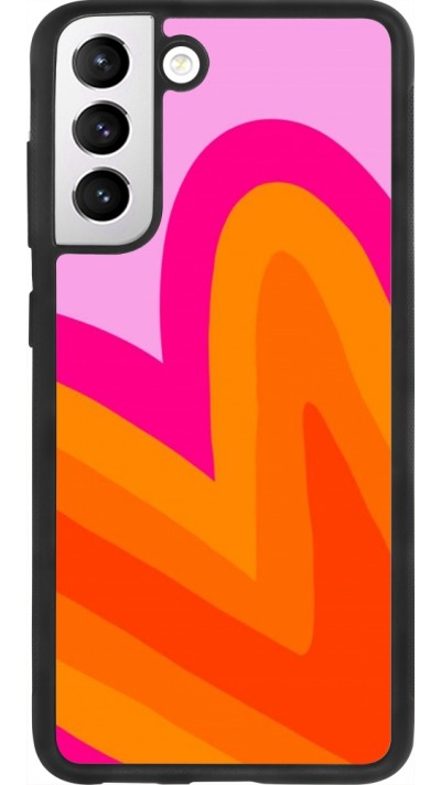 Coque Samsung Galaxy S21 FE 5G - Silicone rigide noir Valentine 2024 heart gradient