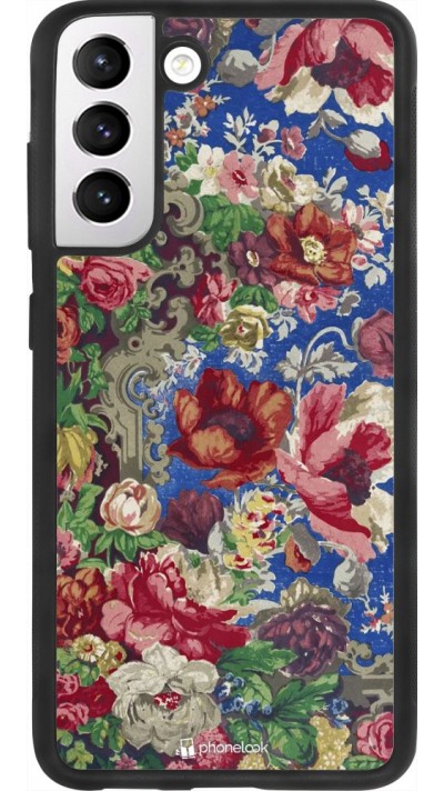 Coque Samsung Galaxy S21 FE 5G - Silicone rigide noir Vintage Art Flowers