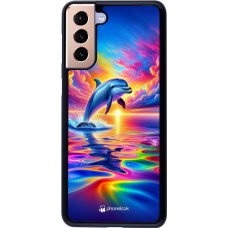 Samsung Galaxy S21+ 5G Case Hülle - Glücklicher Regenbogen-Delfin