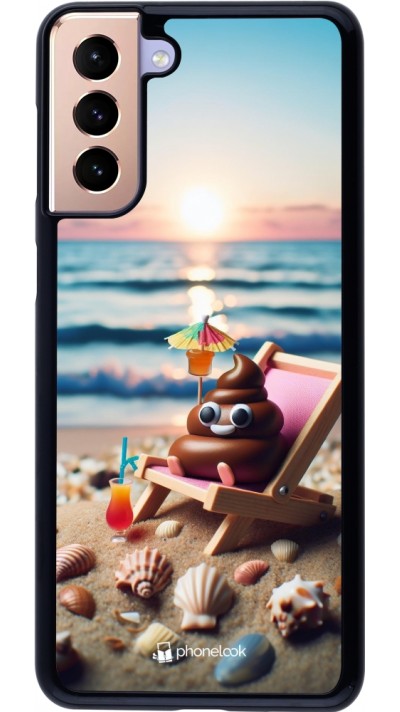 Samsung Galaxy S21+ 5G Case Hülle - Kackhaufen Emoji auf Liegestuhl