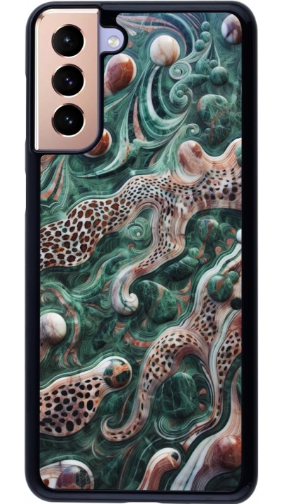 Samsung Galaxy S21+ 5G Case Hülle - Grüner Marmor und abstrakter Leopard