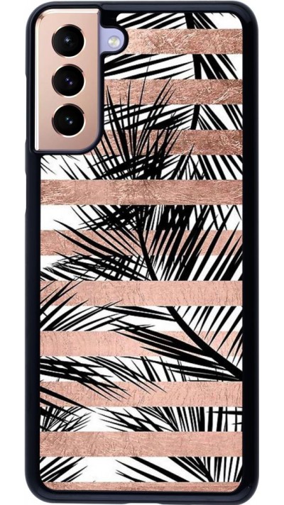 Coque Samsung Galaxy S21+ 5G - Palm trees gold stripes