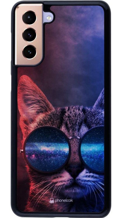 Coque Samsung Galaxy S21+ 5G - Red Blue Cat Glasses