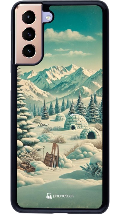 Samsung Galaxy S21+ 5G Case Hülle - Vintage Schneebedeckter Berg Iglu