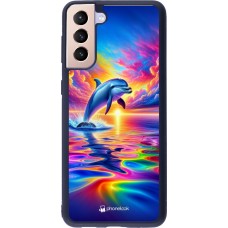 Samsung Galaxy S21+ 5G Case Hülle - Silikon schwarz Glücklicher Regenbogen-Delfin