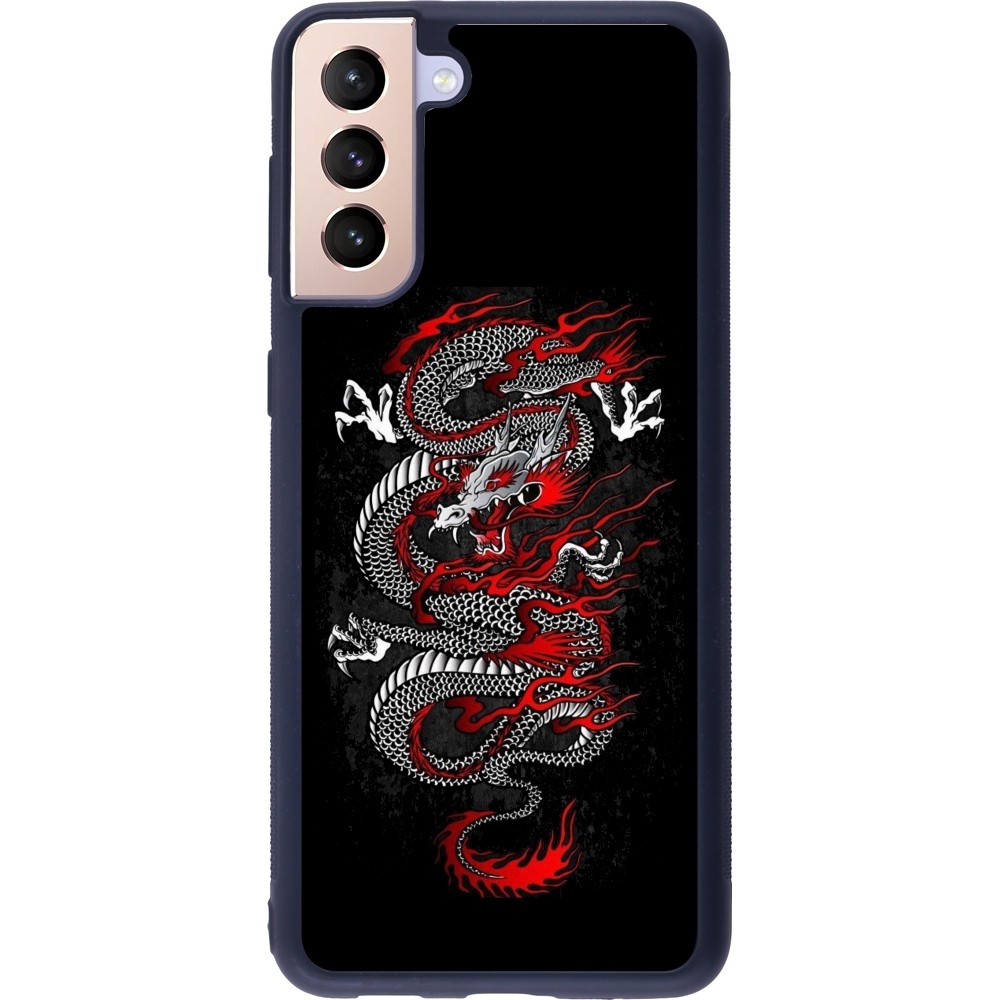 Samsung Galaxy S21+ 5G Case Hülle - Silikon schwarz Japanese style Dragon Tattoo Red Black