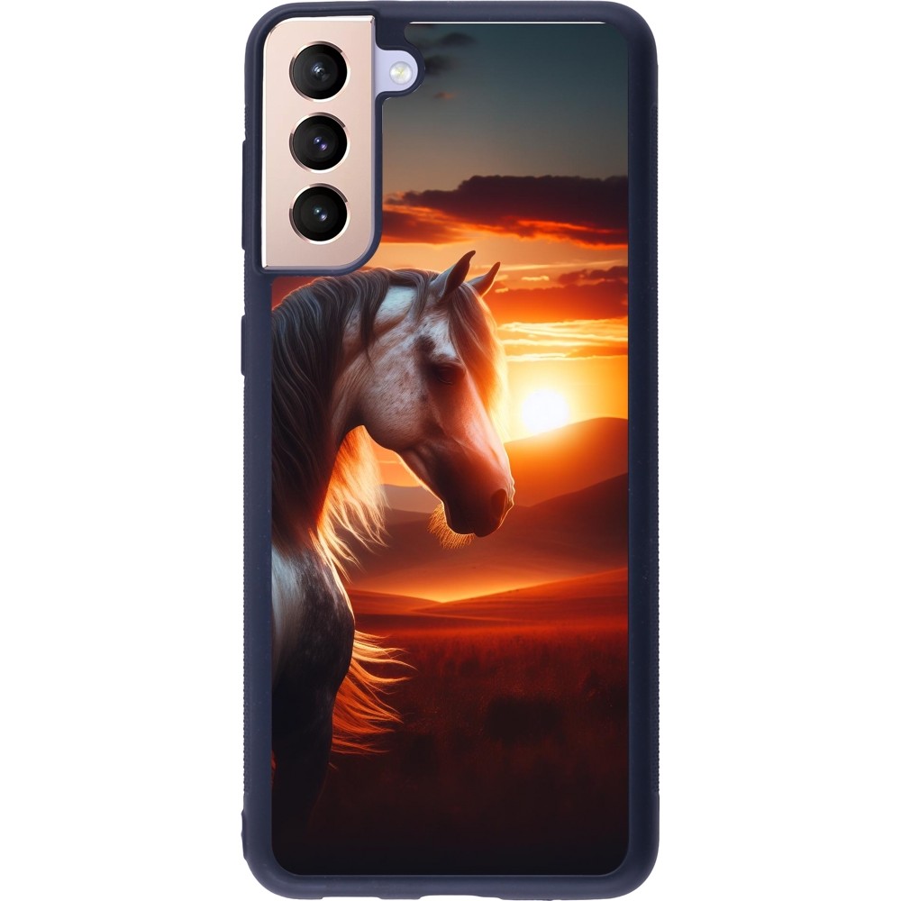 Samsung Galaxy S21+ 5G Case Hülle - Silikon schwarz Majestätischer Sonnenuntergang Pferd