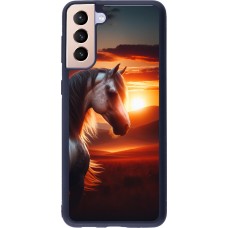 Samsung Galaxy S21+ 5G Case Hülle - Silikon schwarz Majestätischer Sonnenuntergang Pferd