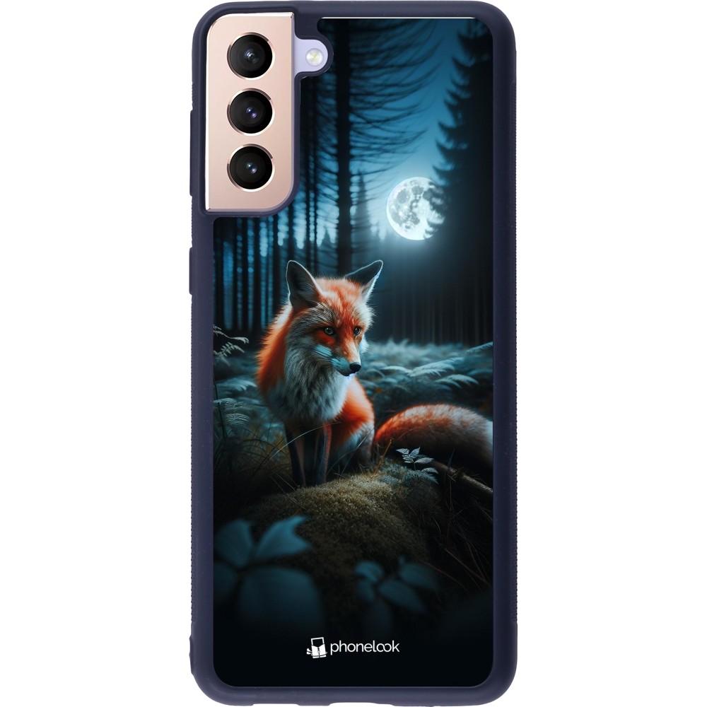 Samsung Galaxy S21+ 5G Case Hülle - Silikon schwarz Fuchs Mond Wald