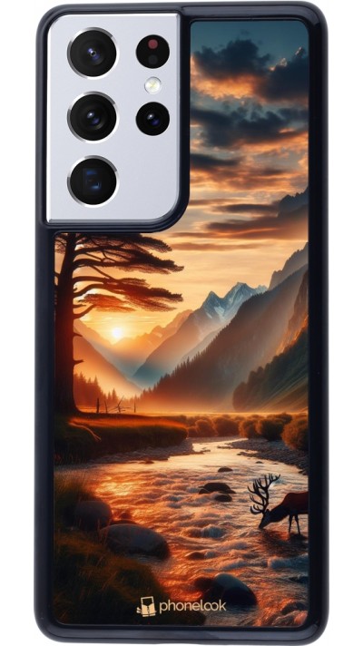 Coque Samsung Galaxy S21 Ultra 5G - Valley Sunset Deer Tree