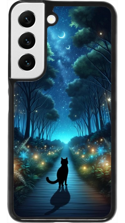 Coque Samsung Galaxy S22 - Chat noir promenade