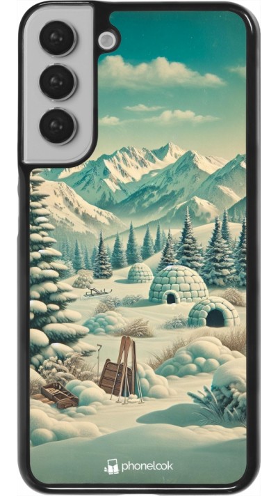 Samsung Galaxy S22+ Case Hülle - Vintage Schneebedeckter Berg Iglu