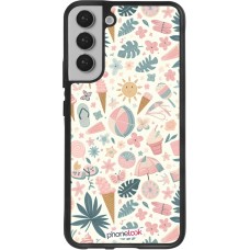 Coque Samsung Galaxy S22+ - Silicone rigide noir Summer Pink Pattern