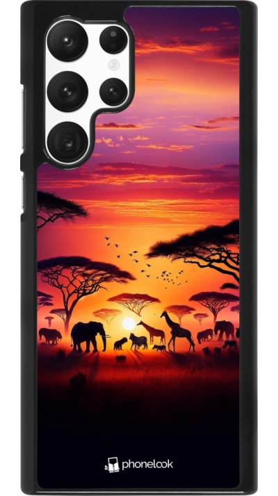 Samsung Galaxy S22 Ultra Case Hülle - Safari Sonnenuntergang Wildtiere