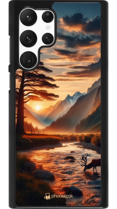 Samsung Galaxy S22 Ultra Case Hülle - Tal Sonnenuntergang Hirsch Baum