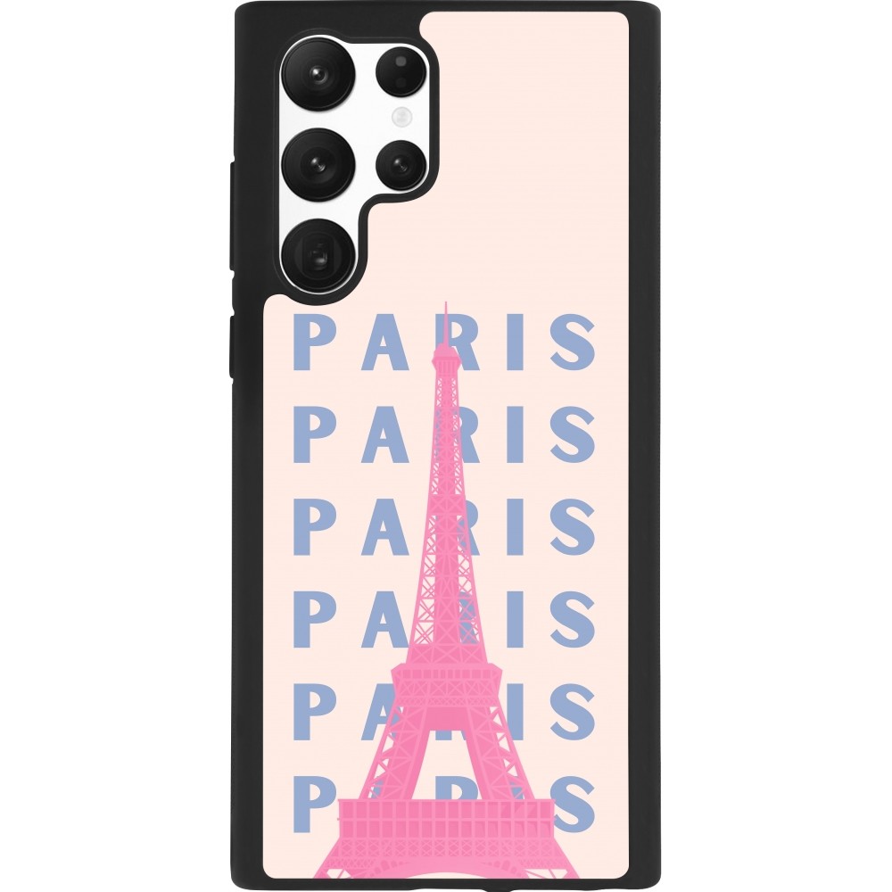 Samsung Galaxy S22 Ultra Case Hülle - Silikon schwarz Paris Pink Print