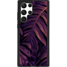 Samsung Galaxy S22 Ultra Case Hülle - Silikon schwarz Purple Light Leaves