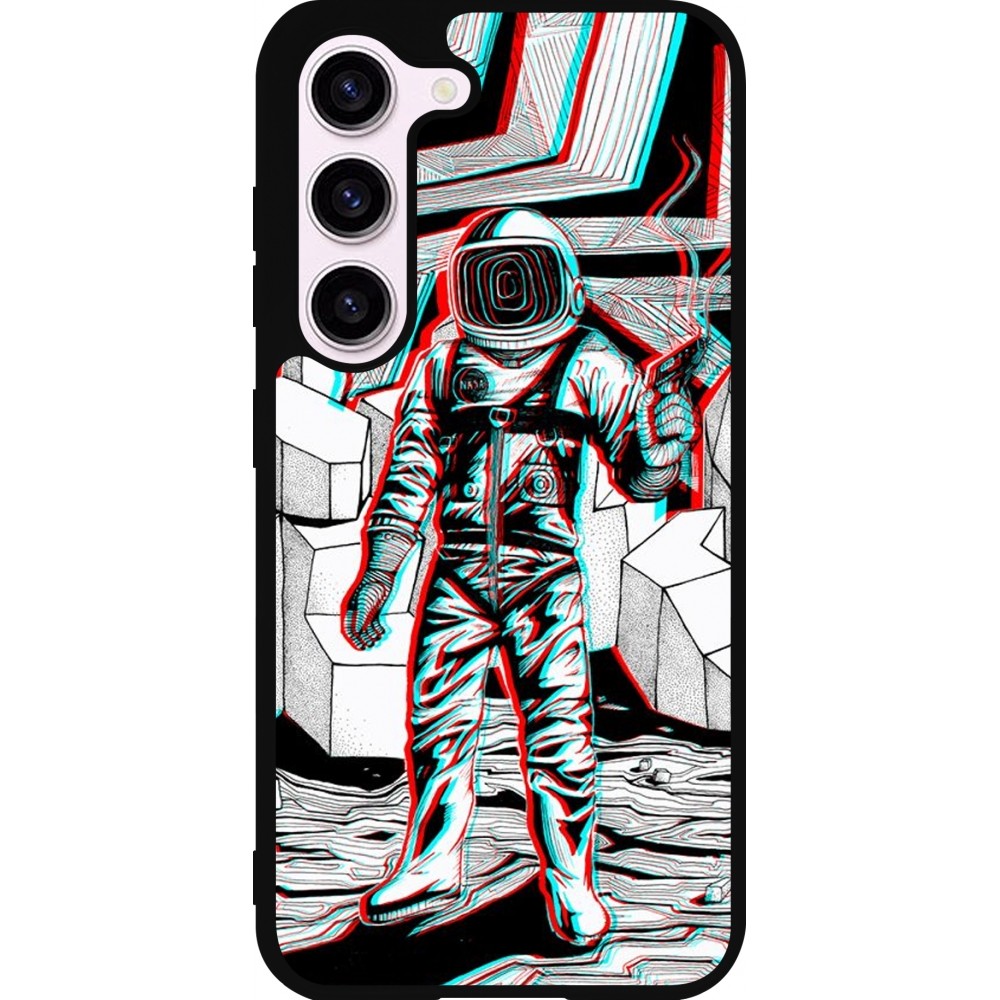 Samsung Galaxy S23 FE Case Hülle - Silikon schwarz Anaglyph Astronaut