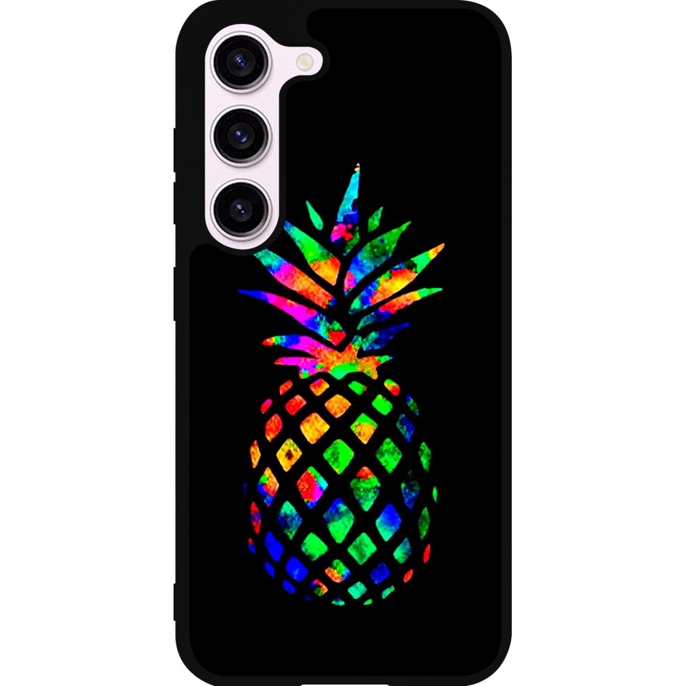 Samsung Galaxy S23 FE Case Hülle - Silikon schwarz Ananas Multi-colors