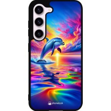 Samsung Galaxy S23 FE Case Hülle - Silikon schwarz Glücklicher Regenbogen-Delfin