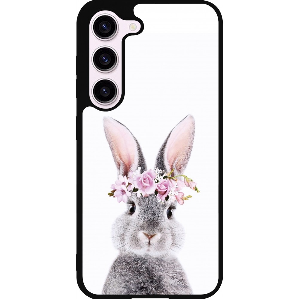 Samsung Galaxy S23 FE Case Hülle - Silikon schwarz Easter 2023 flower bunny