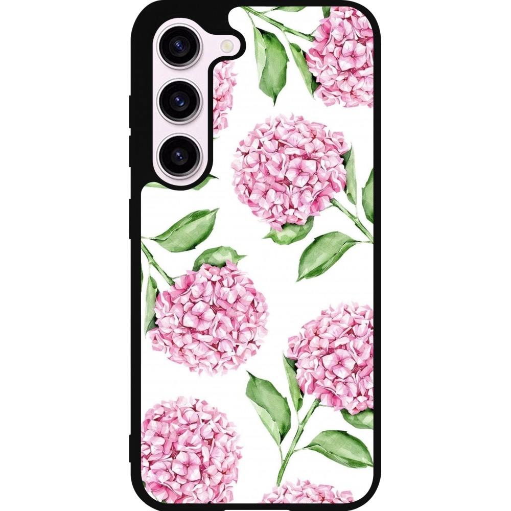 Samsung Galaxy S23 FE Case Hülle - Silikon schwarz Easter 2024 pink flowers