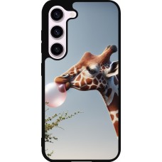 Samsung Galaxy S23 FE Case Hülle - Silikon schwarz Giraffe mit Blase