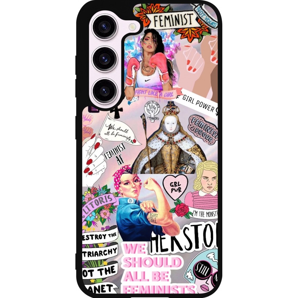 Samsung Galaxy S23 FE Case Hülle - Silikon schwarz Girl Power Collage